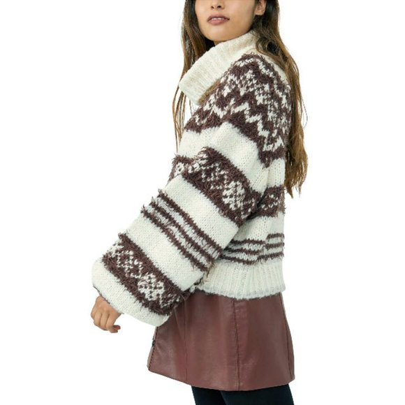 FREE PEOPLE Check Me Out Winter Fog Pullover Sweather - Picture 4 of 16